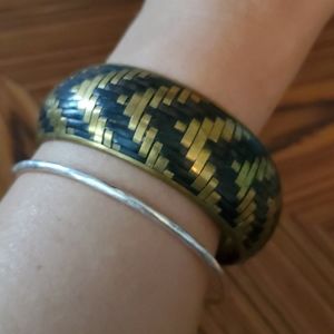 Vintage Chunky Brass and Wood bangle